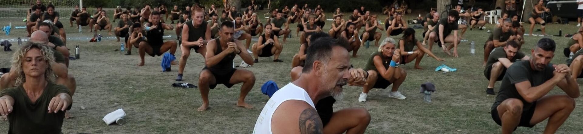 Italian military gymnastics rehearsal class